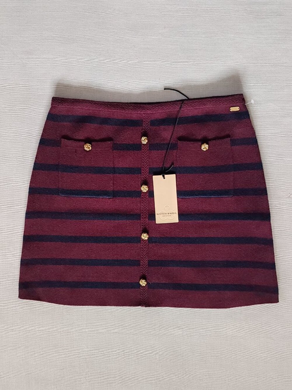 Scotch & Soda NWT Striped Knit Mini Skirt with Gold Buttons - XL - Picture 14 of 15